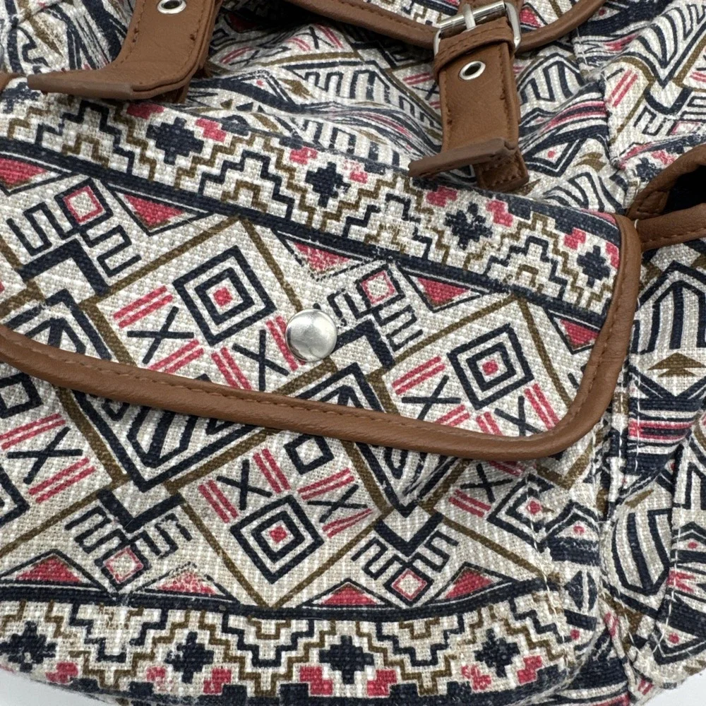 BACKPACK Mudd Tribal Table and Tower Aztec Navy Pink Brown Faux Leather